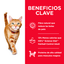 Hill's Science Diet Felino Adult Control de Bolas de Pelo Light 3.2kg Receta Pollo - Alimento Seco Gato Adulto